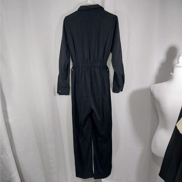 LOFT! RICH BLACK ONE PIECE BUTTON FRONT, BELTED JUMPSUIT, ONESIE, ROMPER! SZ 0 - Picture 6 of 11